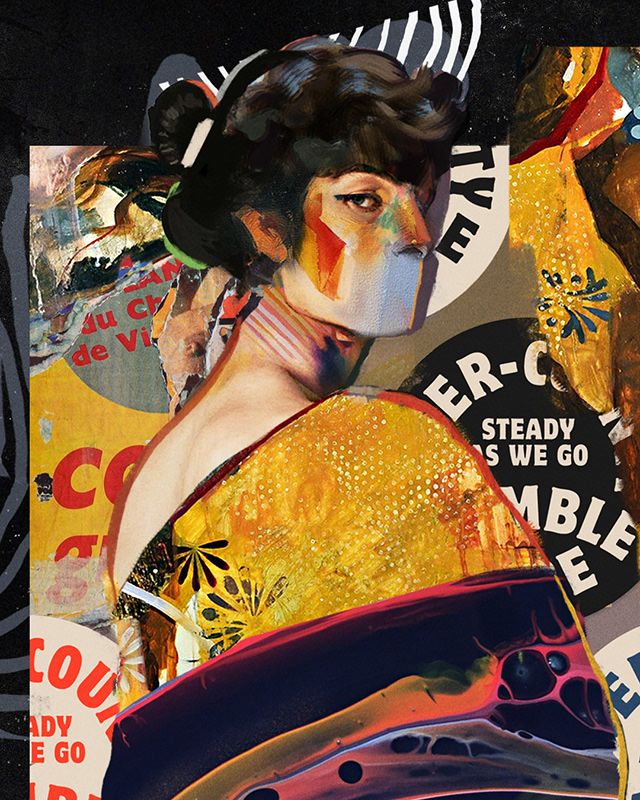 استفاده از تکنیک کلاژ و نقاشی برای ایجاد خلافیت